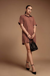 Pull On Dress - BROWN
